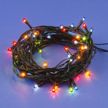 UDL-S0500-050-DGA MULTI IP20 MINI Гирлянда с контроллером. 5м. 50 миниламп накаливания. Разноцветный свет. Провод зеленый. TM Uniel.