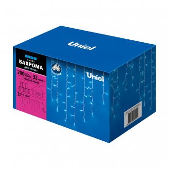 ULD-B3010-200-TWK BLUE IP67 Бахрома светодиодная с эффектом мерцания. 3м. Соединяемая. 200 светодиодов. Синий свет. Провод белый. TM Uniel.
