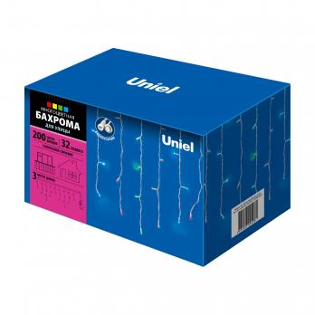 ULD-B3010-200-SWK MULTI IP67 Бахрома светодиодная со статическим свечением. 3м. Соединяемая. 200 светодиодов. Разноцветный свет. Провод белый. TM Uniel.