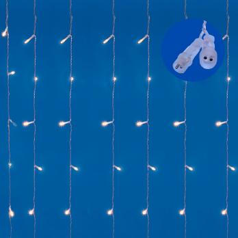 ULD-C2030-240-TTK WARMWHITE-WHITE IP44 Занавес светодиодный с  эффектом мерцания. 3х2м. Соединяемый. 240 светодиодов. Теплый белый и белый свет. Провод прозрачный. TM Uniel.