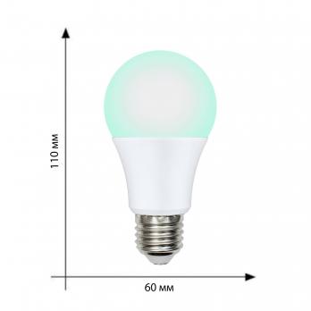 LED-A60-9W-SCBG-E27-FR-DIM IP65 PLO65WH Лампа светодиодная диммируемая для бройлеров. Спектр синий и зеленый. TM Uniel.