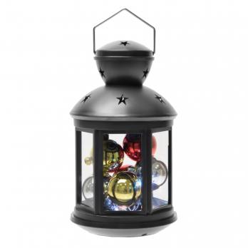 ULD-L1220-010-DTB-RGB BLACK Фонарь со светодиодной гирляндой внутри. на батарейке в комплект не входит. 10 светодиодов. RGB свет. Режим мигания. Черный корпус. 12x20 см. TM Uniel.