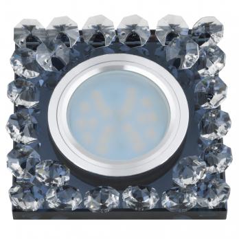 DLS-L131 GU5.3 CHROME-BLACK Светильник декоративный встраиваемый. серия Luciole. Без лампы. цоколь GU5.3. Доп. светодиодная подсветка 3Вт. Металл-стекло. Хром-черный. ТМ Fametto