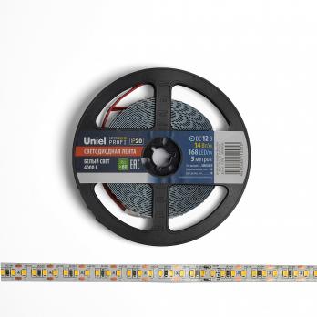 ULS-M14-2835-168LED-m-10mm-IP20-DC12V-14W-m-5M-4000K PROFI Гибкая светодиодная лента на самоклеящейся основе. Катушка 5м. в герметичной упаковке. Белый свет4000К. ТМ Uniel.