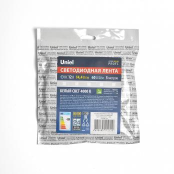 ULS-M25-5050-60LED-m-10mm-IP20-DC12V-14.4W-m-5M-4000K PROFI Гибкая светодиодная лента на самоклеящейся основе. Катушка 5м. в герметичной упаковке. Белый свет4000К. ТМ Uniel.