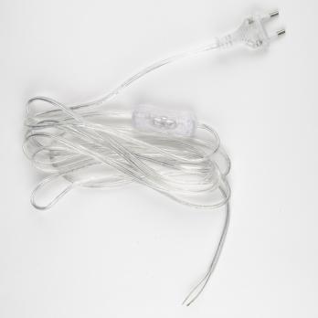UCX-C12-01A-450 CLEAR Сетевой шнур с вилкой и выключателем. 1А. 250Вт. 4.5м. Прозрачный. ТМ Uniel