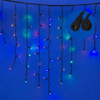 ULD-B3010-200-TBK MULTI IP67 Бахрома светодиодная с эффектом мерцания. 3м. Соединяемая. 200 светодиодов. Разноцветный свет. Провод черный. TM Uniel.