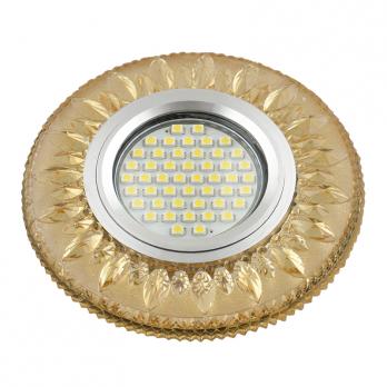 DLS-L141 GU5.3 GLASSY-GOLD Светильник декоративный встраиваемый. серия Luciole. Без лампы. цоколь GU5.3. Доп. светодиодная подсветка 3Вт. Стекло. Зеркальный-светло-желтый. ТМ Fametto