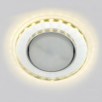 DLS-L157 GX53 GLASSY-CLEAR 3D Светильник декоративный встраиваемый. серия Luciole. Без лампы. цоколь GX53. Доп. светодиодная подсветка 4Вт. Металл-стекло. Зеркальный-Прозрачный. эффект 3D. ТМ Fametto