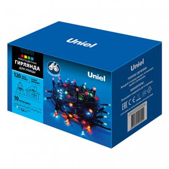 ULD-S1000-120-TBK MULTI IP67 Гирлянда светодиодная с эффектом мерцания. 10м. Соединяемая. 120 светодиодов. Разноцветный свет. Провод черный. TM Uniel.