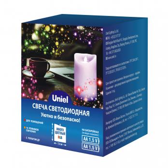 ULD-F052 RGB RC CANDLE Фигура светодиодная Свеча на батарейках 2АА не в-к. 7.5х10 см. 1 светодиод. RGB свет. Пульт ДУ в-к. TM Uniel