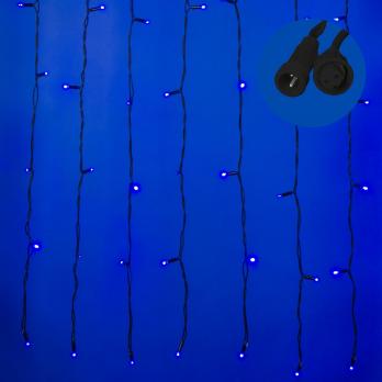 ULD-C2030-240-TBK BLUE IP67 Занавес светодиодный с эффектом мерцания. 3х2м. Соединяемый. 240 светодиодов. Синий свет. Провод черный. TM Uniel.