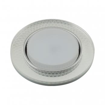 DLS-L156 GX53 GLASSY-CLEAR 3D Светильник декоративный встраиваемый. серия Luciole. Без лампы. цоколь GX53. Доп. светодиодная подсветка 4Вт. Металл-стекло. Зеркальный-Прозрачный. эффект 3D. ТМ Fametto