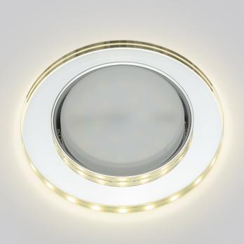 DLS-L159 GX53 CHROME-GLASSY Светильник декоративный встраиваемый. серия Luciole. Без лампы. цоколь GX53. Доп. светодиодная подсветка 4Вт. Металл-стекло. Хром-зеркальный. ТМ Fametto