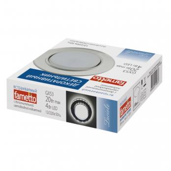 DLS-L159 GX53 CHROME-GLASSY Светильник декоративный встраиваемый. серия Luciole. Без лампы. цоколь GX53. Доп. светодиодная подсветка 4Вт. Металл-стекло. Хром-зеркальный. ТМ Fametto