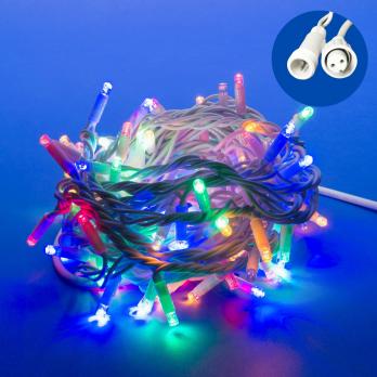 ULD-S1000-120-SWK MULTI IP67 Гирлянда светодиодная со статическим свечением. 10м. Соединяемая.120 светодиодов. Разноцветный свет. Провод белый. ТМ Uniel