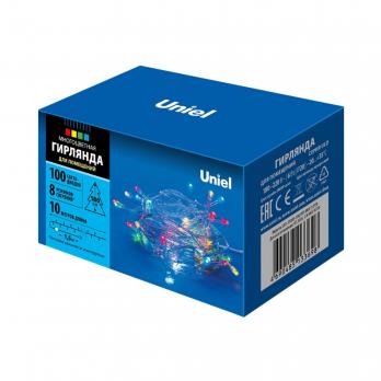 ULD-S1000-100-DTA MULTI IP20 Гирлянда светодиодная. 10м. 100 светодиодов. Разноцветный свет. Провод прозрачный. ТМ Uniel