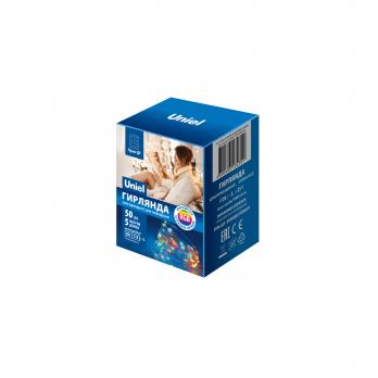 ULD-S0500-050-DTB-3AA-RC RGB IP20 DEW Гирлянда светодиодная Роса на батарейках 3AA не в-к. 5м. 50 светодиодов. RGB свет. Пульт ДУ в-к. Провод прозрачный. TM Uniel