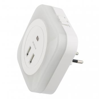 DTL-321 White-Sensor-2USB Светильник ночник с фотосенсором день-ночь. 2USB. Белый. ТМ Uniel