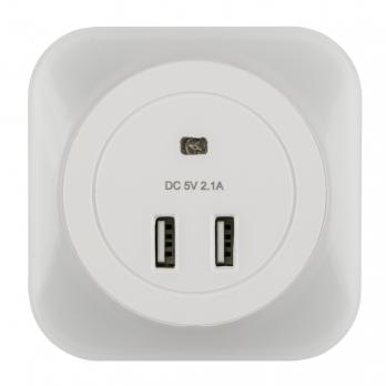 DTL-321 White-Sensor-2USB Светильник ночник с фотосенсором день-ночь. 2USB. Белый. ТМ Uniel