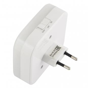 DTL-321 White-Sensor-2USB Светильник ночник с фотосенсором день-ночь. 2USB. Белый. ТМ Uniel