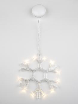 ULD-H1819-012-STA-3AAA WARM WHITE IP20 SNOWFLAKE Фигура светодиодная Снежинка на батарейках 3AAA не в-к. 18х19см. Подвесная. 12 светодиодов. Теплый белый свет.  Провод прозрачный. TM Uniel
