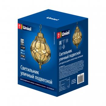 UUL-H90A 60W-E27 IP54 GOLD Светильник уличный. под лампу Е27. Архитектурный подвесной. Корпус золотистый. TM Uniel