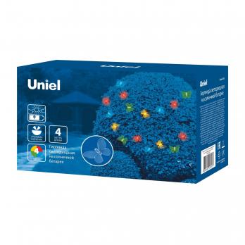 USL-S-129-PT4000 BUTTERFLIES  Садовая гирлянда на солнечной батарее Бабочки. 20 светодиодов. Разноцветный свет. 1xАА Ni-Mh аккумулятор в-к. IP44. TM Uniel.