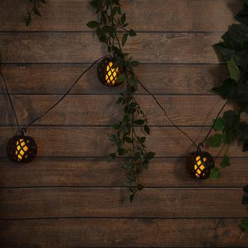 USL-S-120-PM2000 FIRE BALLS Садовая гирлянда на солнечной батарее Огненные шары. 80 светодиодов. Эффект пламени. 1xАА Ni-Mh аккумулятор в-к. IP44. TM Uniel