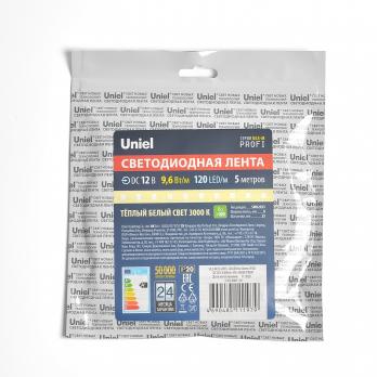 ULS-M13-2835-120LED-m-8mm-IP20-DC12V-9.6W-m-5M-3000K PROFI Гибкая светодиодная лента на самоклеящейся основе. Катушка 5м. в герметичной упаковке. Теплый белый свет3000К. ТМ Uniel.