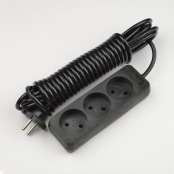 S-CD3-3 BLACK Удлинитель серии Standart. шнур 3м.. 3 гнезда. б-з. Черный. TM Uniel.