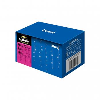 ULD-B1805-048-DTA WARM WHITE IP20  Бахрома светодиодная с контроллером. 1.8 м. 48 светодиодов.  Теплый белый свет. Провод прозрачный. TM Uniel.