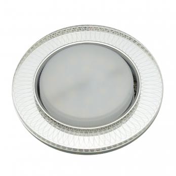DLS-L155 GX53 GLASSY-CLEAR 3D Светильник декоративный встраиваемый. серия Luciole. Без лампы. цоколь GU5.3. Доп. светодиодная подсветка 4Вт. Металл-стекло. Зеркальный-Прозрачный. эффект 3D. ТМ Fametto