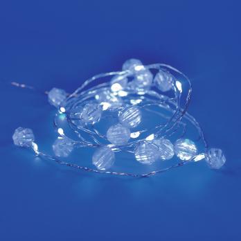 ULD-S1900-020-STB-2AA WHITE IP20 BEADS MINI  Гирлянда светодиодная на батарейках 2AA не в-к. Бусины мини. 1.9м.  20 светодиодов. Белый свет. Провод прозрачный. TM Uniel