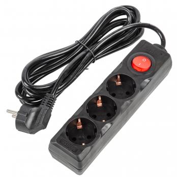 S-GCU3-3B BLACK Удлинитель серии Ultra. шнур 3м.. 3 гнезда. 16A. с-з. Черный. TM Uniel