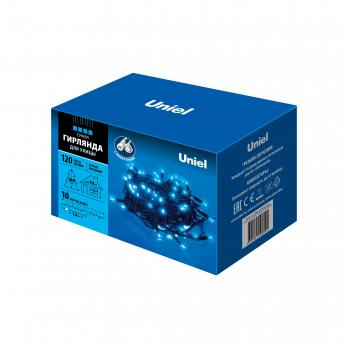 ULD-S1000-120-TBK BLUE IP67 Гирлянда светодиодная с эффектом мерцания. 10м. Соединяемая. 120 светодиодов. Синий свет. Провод черный. TM Uniel.