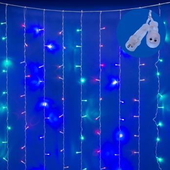 ULD-C3020-240-STK MULTI IP44 Занавес светодиодный со статическим свечением. 3х2м. Соединяемый. 240 светодиодов. Разноцветный свет. Провод прозрачный. TM Uniel