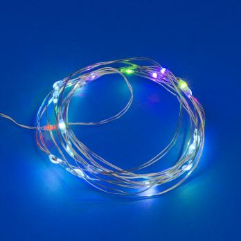 ULD-S0200-020-DTB-3AA-RC RGB IP20 DEW Гирлянда светодиодная Роса на батарейках 3AA не в-к. 2м. 20 светодиодов. RGB свет. Пульт ДУ в-к. Провод прозрачный. TM Uniel