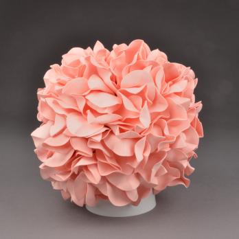 ULW-R07 T-3000K-150C-A Гортензия Белый-Лосось Светильник светодиодный со сменной лампойв-к. E27. теплый белый свет 3000K. Плафон D150мм. прозрачный. Белое основание. TM Uniel