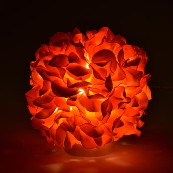 ULW-R07 T-3000K-150C-A Гортензия Белый-Лосось Светильник светодиодный со сменной лампойв-к. E27. теплый белый свет 3000K. Плафон D150мм. прозрачный. Белое основание. TM Uniel