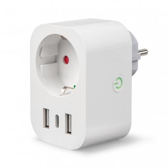 USH-A103 1G-UC-WF WHITE Умная розетка Wi-Fi. 2USB+Type-C 5В. 2.4A. 16A. До 3680Вт. Голосовое управление+приложение UnielSmart.  TM Uniel