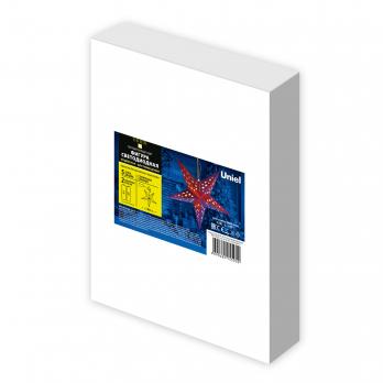 ULD-H4545-005-STA-2AA WARM WHITE IP20 RED STAR Фигура светодиодная Красная звезда на батарейках 2AA не в-к. 45х45см. Подвесная. 5 светодиодов. Теплый белый свет.  Провод прозрачный. TM Uniel