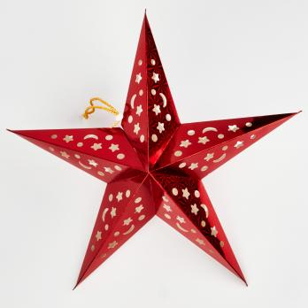 ULD-H4545-005-STA-2AA WARM WHITE IP20 RED STAR Фигура светодиодная Красная звезда на батарейках 2AA не в-к. 45х45см. Подвесная. 5 светодиодов. Теплый белый свет.  Провод прозрачный. TM Uniel