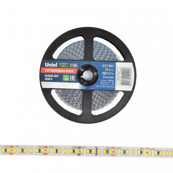 ULS-2835-168LED-m-10mm-IP20-DC24V-14W-m-5M-4000K Гибкая светодиодная лента на самоклеящейся основе. Катушка 5 м. в герметичной упаковке. Белый свет 4000K. ТМ Uniel.