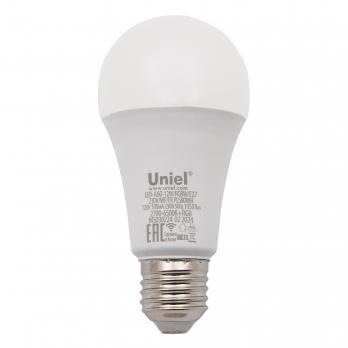 LED-A60-12W-RGBW-E27-230V-WF-FR PLS80WH Умная лампа светодиодная Wi-Fi+Bluetooth. диммируемая. Форма А. матовая. 2700-6500K+RGB. Голосовое управление+приложение UnielSmart. TM Uniel