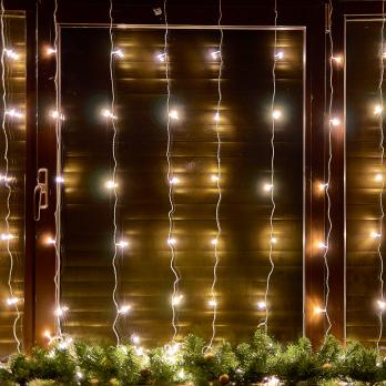 ULD-C3030-192-DTA WARM WHITE IP20 Занавес светодиодный. 3х3м. 192 светодиода. Теплый белый свет. Провод прозрачный. TM Uniel