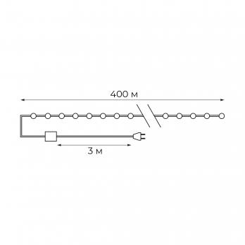 ULD-S40000-4000-DGA WHITE IP20 DEW Гирлянда светодиодная Роса. 400м. 4000 светодиодов. Белый свет. Провод зеленый. ТМ Uniel