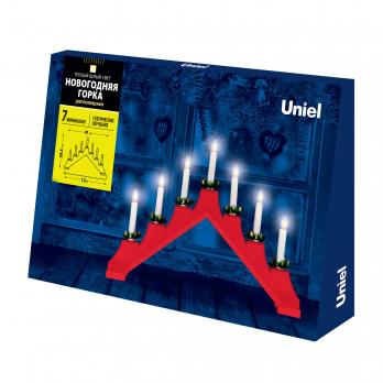 UDL-L7101-007-SWA-WW RED BRIDGE Фигура Новогодняя горка. 39.5х30.5см. 7 миниламп накаливания. Теплый белый свет. Корпус красный. Материал пластик. TM Uniel