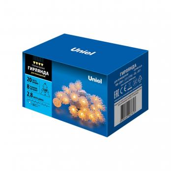 ULD-S0280-020-DTA WARM WHITE IP20 PINE CONES Гирлянда светодиодная Шишки . 20 светодиодов. 2.8 м. теплый белый. IP20. провод прозрачный.