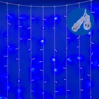 ULD-C3020-240-TTK BLUE IP44 Занавес светодиодный с эффектом мерцания. 3х2м. Соединяемый. 240 светодиодов. Синий свет. Провод прозрачный. TM Uniel